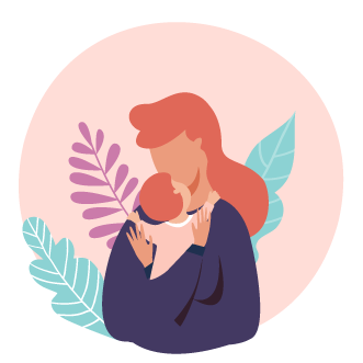 mother holding a child illustration
