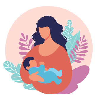 mother holding a child illustration